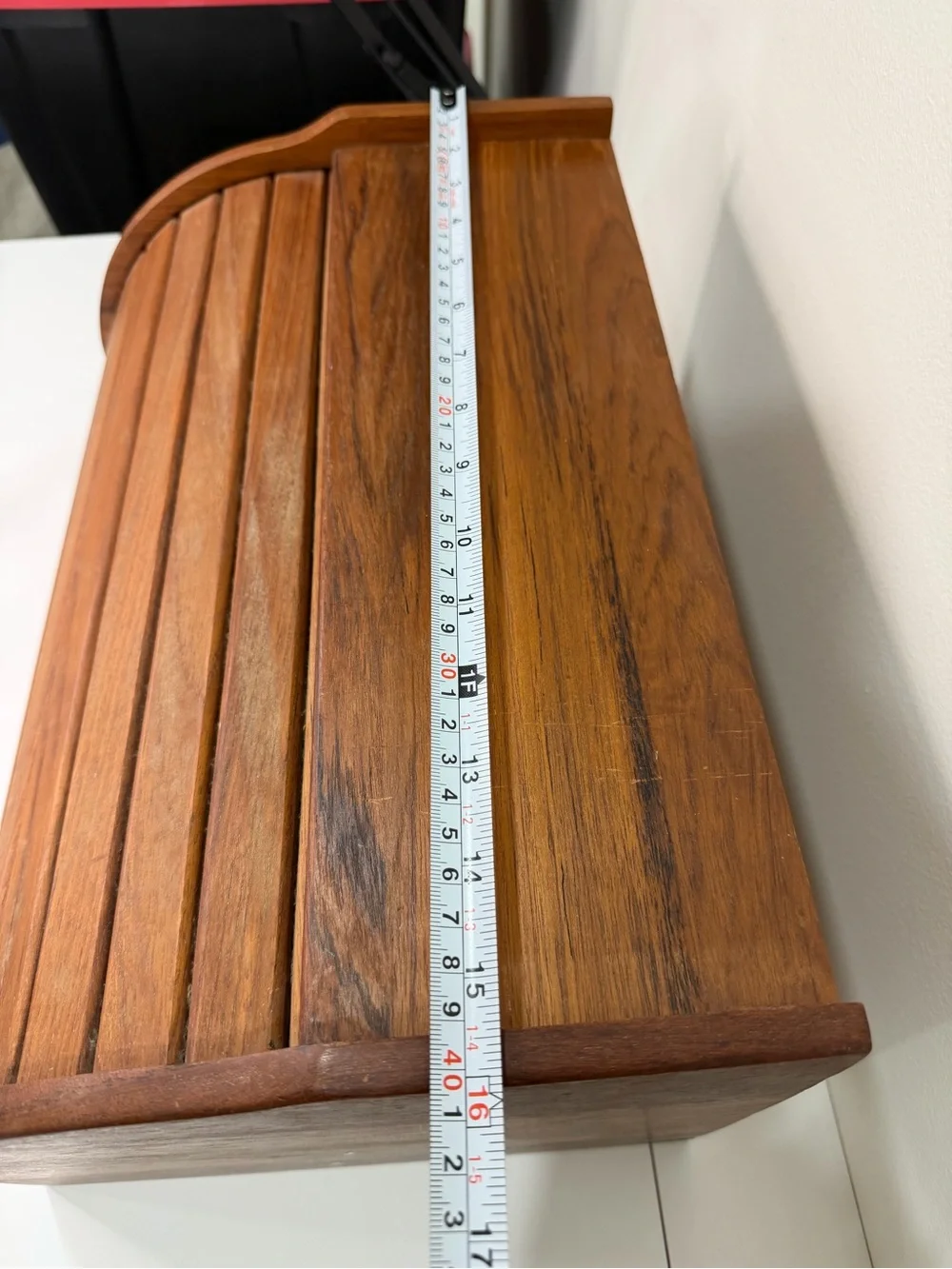 Vintage Goodwood Genuine Teak Roll Top Bread Box MCM Thailand